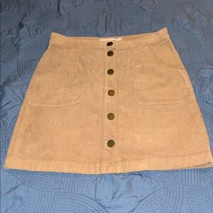 Tory Burch Tan Button-Front Corduroy Mini Skirt